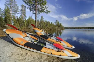 Two kayaks on the shore of Lake Femund