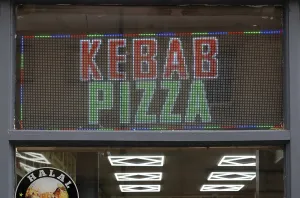 Kebab Pizza fast food electronic LED sign, UK