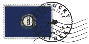 Kentucky flag Stamp with National Flag and Postmark