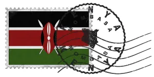 Kenya Mombasa Stamp with National Flag and Postmark