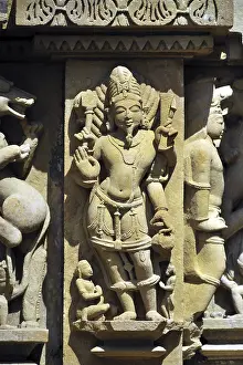 Khajuraho chitragupta dev on wall of lakshmana temple madhya pradesh india
