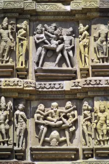 Category Historic EN Prints: Khajuraho mithuna couples on wall of lakshmana temple madhya pradesh India