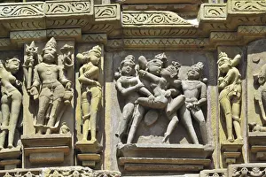 Category Historic EN Prints: Khajuraho mithuna couples on wall of lakshmana temple madhya pradesh India