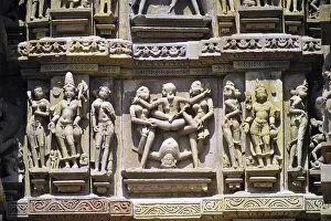 Category Historic EN Prints: Khajuraho mithuna couples on wall of lakshmana temple madhya pradesh India