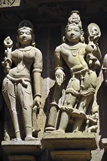 Khajuraho vishnu on wall of lakshmana temple madhya pradesh india