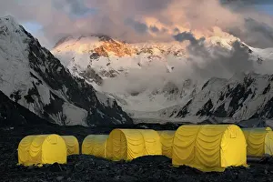 Khan Tengri Glacier at sunset as seen from Base Camp