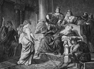 King Lear rejecting his daughter Cordelia