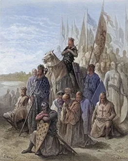 King Louis IX in front of Damietta during his first crusade in 1249