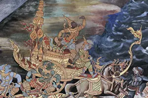 King Rama on his chariot, scene from Ramakia