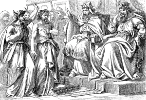 Kings Jehoshaphat and Ahab interrogate the prophets
