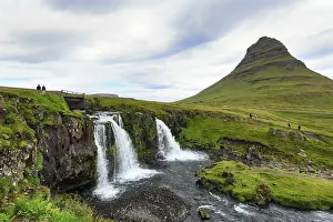 Kirkjufell mountain, film set, hikers