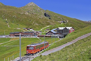 Kleine Scheidegg with mountain railway station and Jungfrau Railway