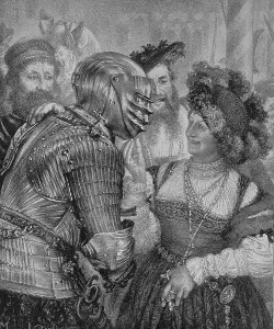 Knight in armour at a dance at the castle