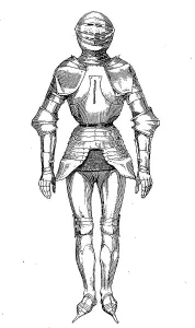Knight, complete plate armour with crakows or crackowes