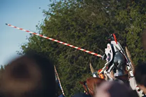 Knight with lancer on horse on knight tournament