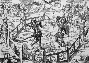 Knights fighting in the Middle Ages
