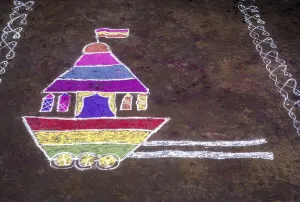 Kolam Rangoli of temple chariot