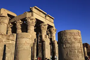 Kom Ombo Temple, columns in the temple complex on the Nile