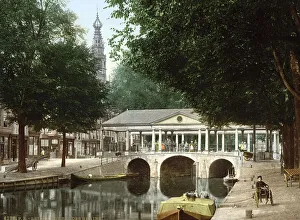 Korenbrug bridge and grain exchange of Leyden