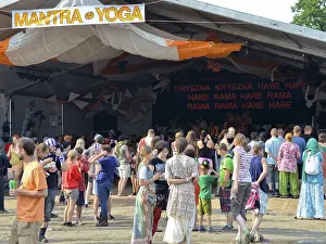 KOSTRZYN NAD ODRA, POLAND - AUGUST 3: Festival Przystanek Woodstock - Hare Krishna concert tent on August 3