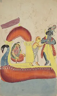 Krishna brings Radha, in Hindu mythology the eternal consort