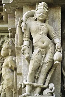 Kubera on the wall of vamana temple Khajuraho madhya pradesh india