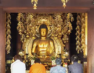 Kyoto Japan. Buddha statue inside Chion-in temple