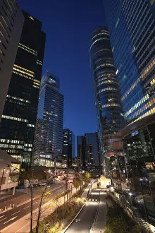 La defense financial district in paris at twilight