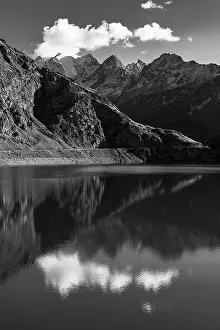 The Lac de Moiry reservoir, in the background the peaks of the Grand Cornier