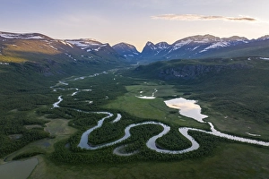 Category Mountain Landscapes Prints: Laddjujohka River, Kebnekaise Massif in the background