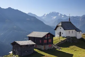 Lady of the Snows Chapel on Bettmeralp Mountain above the Rhone Valley