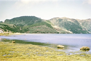 Lagoa Azul, blue lake, Lagoa das Sete Cidades, Sao Miguel Island, Azores, Portugal, April 1964, Europe