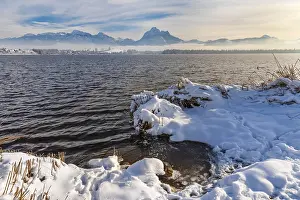 Lake Hopfensee in winter, East Allgaeu