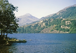 Lake Llyn Gwynany and Mount Yr Aran in Snowdonia National Park, North Wales, Wales, UK 1966