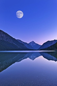 Category Mountain Landscapes Prints: Lake Plansee with full moon, evening mood