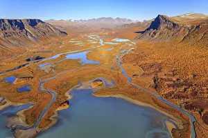 Lake, river, river delta, autumn colours