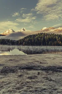 Lake Staz near Sankt Moritz in the Engadin in Switzerland