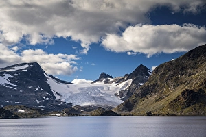 Lake Store Mjolkedalsvatnet with glacier Mjolkedalsbreen
