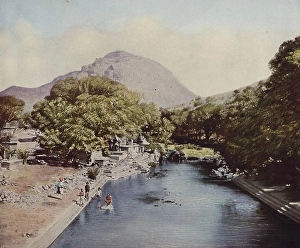 Category Historic Photos EN Prints: A lake with a view of the famous Girnar Hill in the backdrop early 1900's