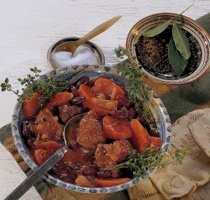 Lamb stew with beans and carrots