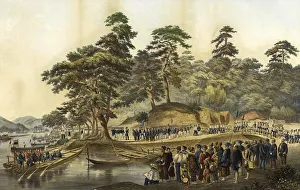 Landing of Commodore Perry, officers and men of the squadron to meet the Imperial Commissioners at Simoda