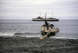 Landing on Lundy Island, Bristol Channel, North Devon, England, UK September 1968