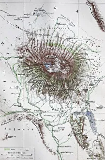 Landkarte, map from the year 1892: Mount Kilimanjaro