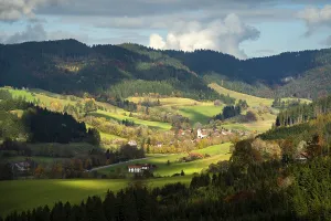 Landscape in the Allgaeu in autumn with meadows
