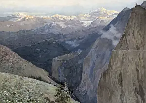 Landscape in the Caucasus, high mountains in Eurasia between the Black and Caspian Seas