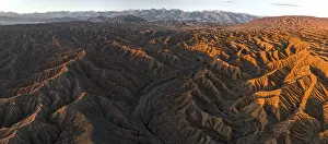 Landscape of eroded hills at Lake Issyk Kul