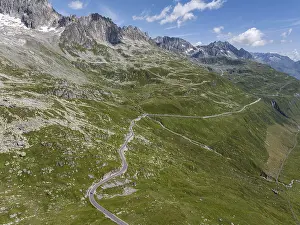 Landscape at the Furka Pass, drone photo