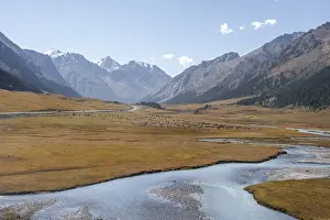 Landscape with high mountains and glaciers in the Tien Shan