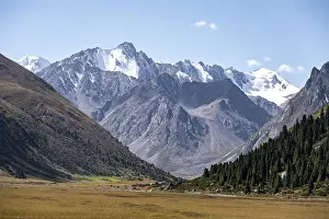 Landscape with high mountains and glaciers in the Tien Shan