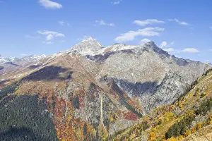 Landscape of mountains Caucasus region in Russia Mountain peaks in clouds